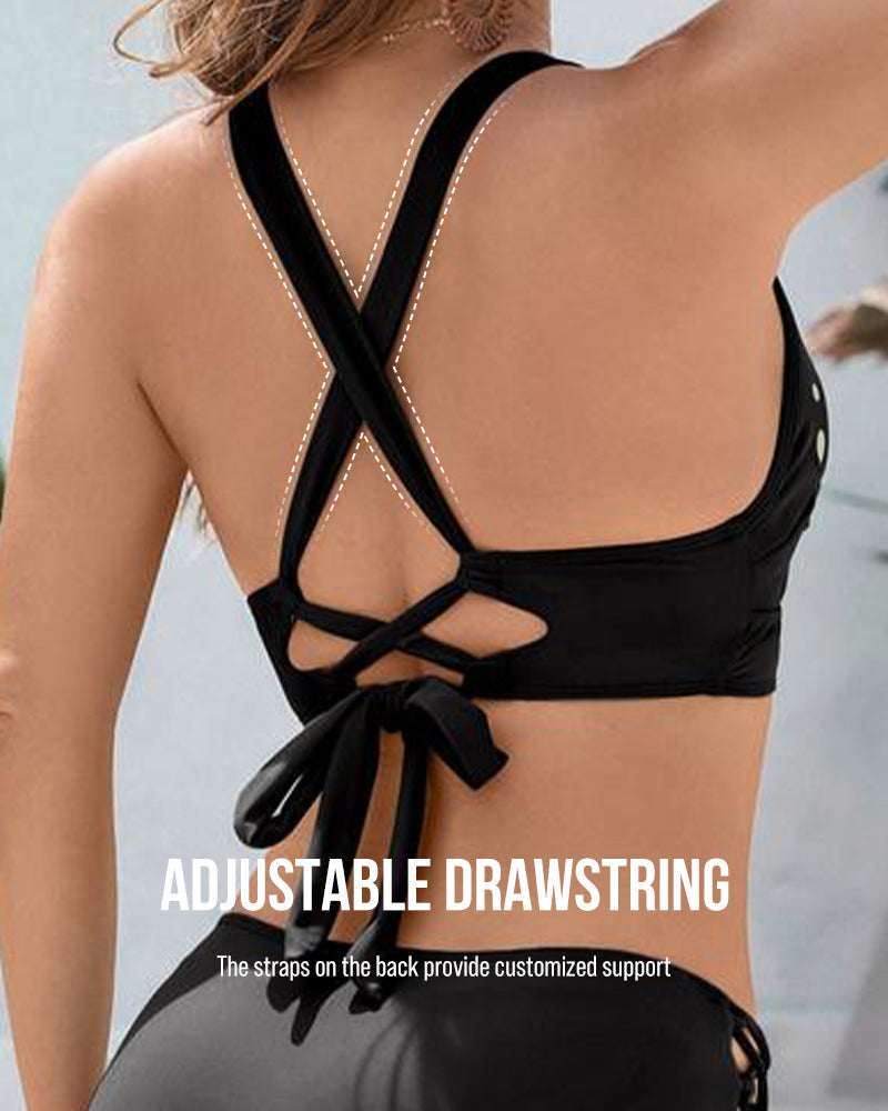 💖LETZTER TAG DES SALE – 50 % RABATT💕Petal Hollow Bikini-Set mit V-Ausschnitt und String