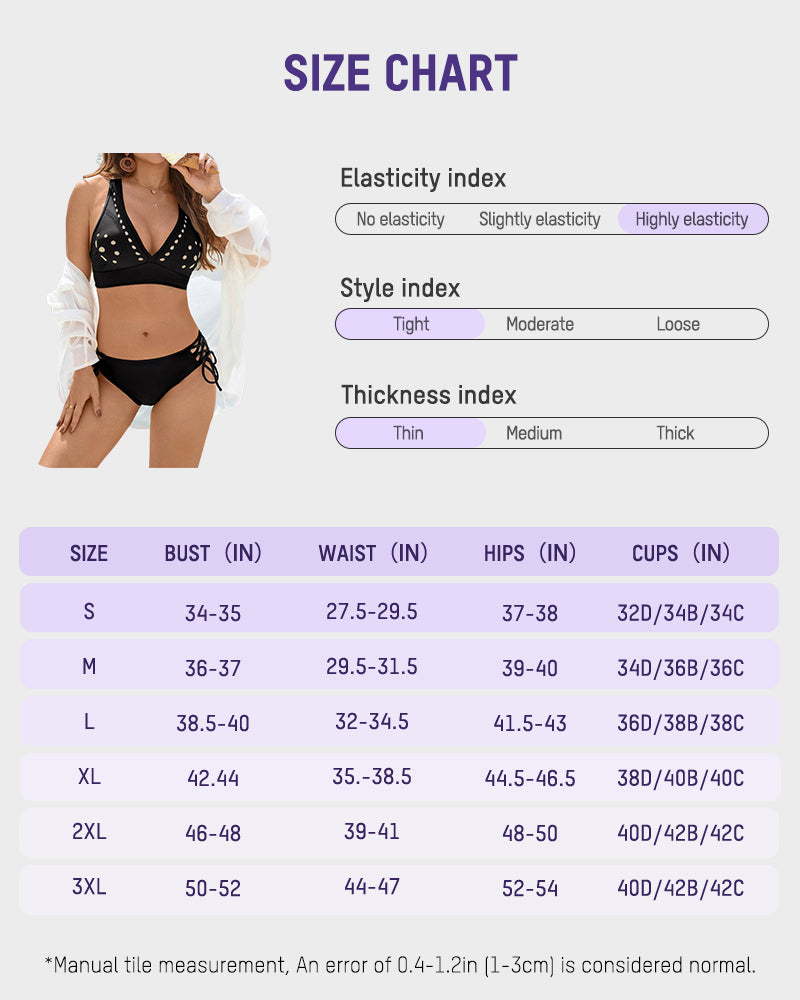 💖LETZTER TAG DES SALE – 50 % RABATT💕Petal Hollow Bikini-Set mit V-Ausschnitt und String
