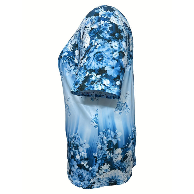 Gluschwein - 👚 60% RABATT! 🌸 Elegantes Damen-Kurzarmoberteil mit Blumendruck – Leichter Stoff, Romantisches Design & Perfekt Für Warme Tage ☀️