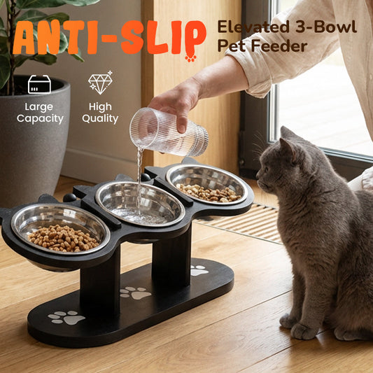 Gluschwein - 🐾50 % Rabatt!!🐱🐶 Rutschfester erhöhter Futtertrog 🥣 mit 3 Schalen für Haustiere 💖