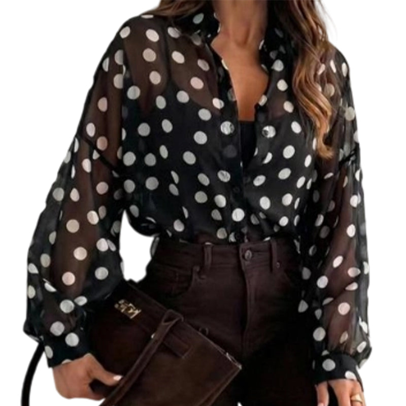 Gluschwein - ✨🔥Damen-Hemd mit Knöpfen und Polka-Dots