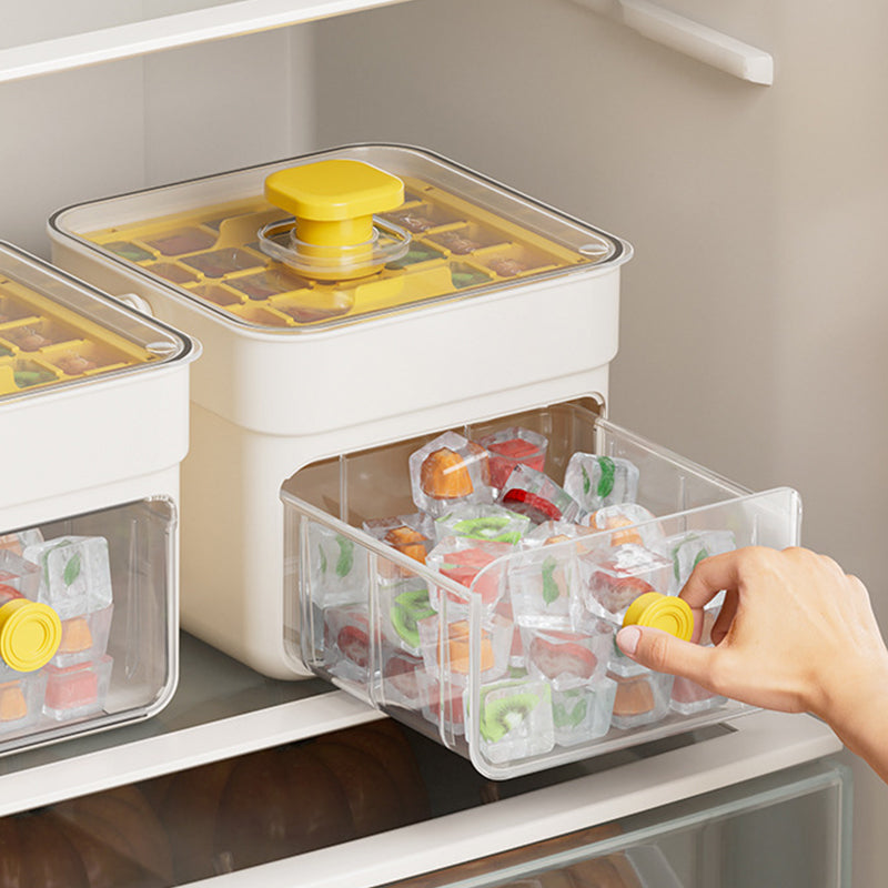 Gluschwein - 🧊 Eiswürfelform mit Aufbewahrungsbehälter und Ein-Knopf-Bedienung