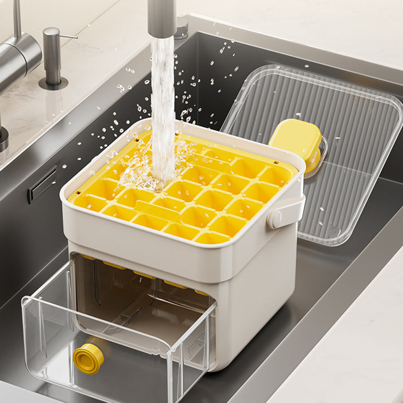 Gluschwein - 🧊 Eiswürfelform mit Aufbewahrungsbehälter und Ein-Knopf-Bedienung