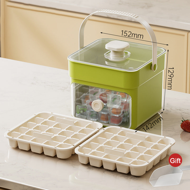 Gluschwein - 🧊 Eiswürfelform mit Aufbewahrungsbehälter und Ein-Knopf-Bedienung