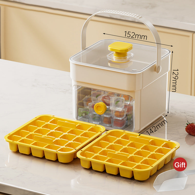 Gluschwein - 🧊 Eiswürfelform mit Aufbewahrungsbehälter und Ein-Knopf-Bedienung