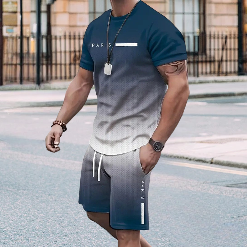 Gluschwein - Herren Freizeit-Set – T-Shirt & Shorts mit Farbverlauf – bequem, atmungsaktiv & modern