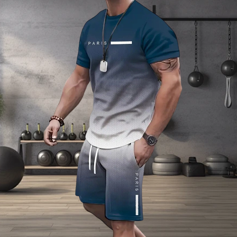 Gluschwein - Herren Freizeit-Set – T-Shirt & Shorts mit Farbverlauf – bequem, atmungsaktiv & modern