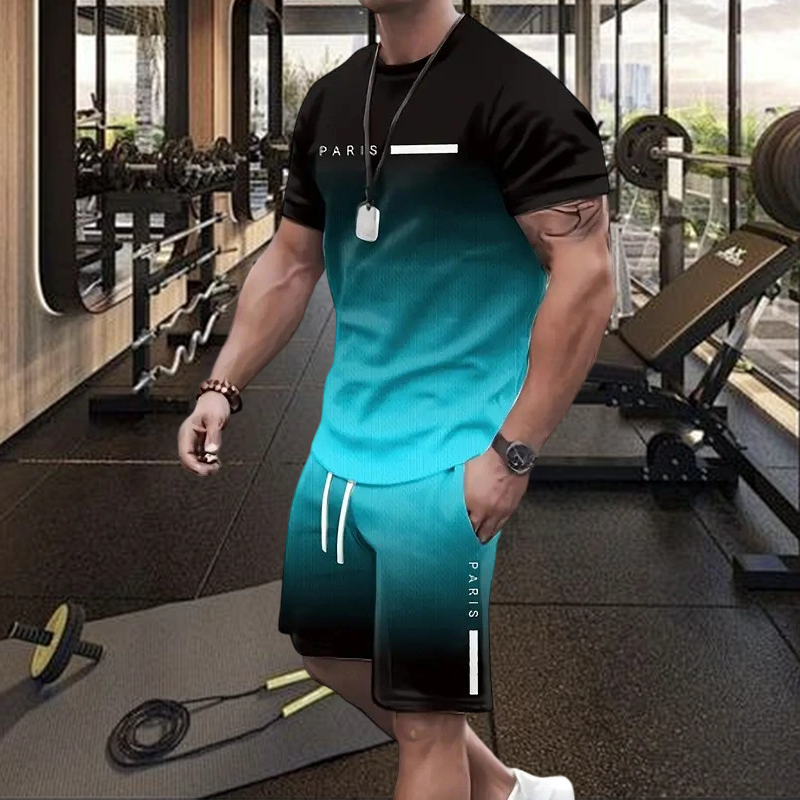 Gluschwein - Herren Freizeit-Set – T-Shirt & Shorts mit Farbverlauf – bequem, atmungsaktiv & modern