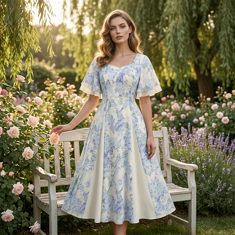 Gluschwein - 🔥 Heiße Sonderangebote – Luftiges Fit-and-Flare-Kleid mit flatternden Ärmeln🌸