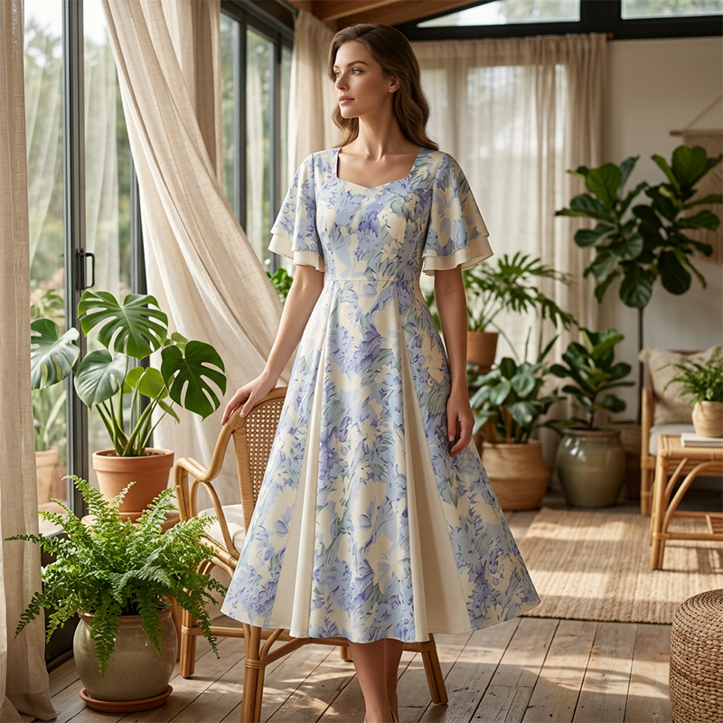 Gluschwein - 🔥 Heiße Sonderangebote – Luftiges Fit-and-Flare-Kleid mit flatternden Ärmeln🌸