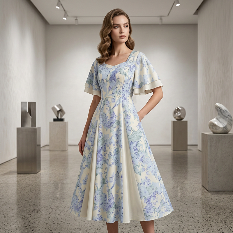 Gluschwein - 🔥 Heiße Sonderangebote – Luftiges Fit-and-Flare-Kleid mit flatternden Ärmeln🌸