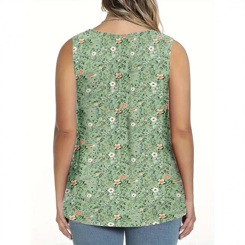 👚 50% RABATT! 🌸 Ärmelloses Top mit Print & Knöpfen für Damen – Leichter Stoff, Lässiger Look & Perfekt Für Warme Tage ☀️