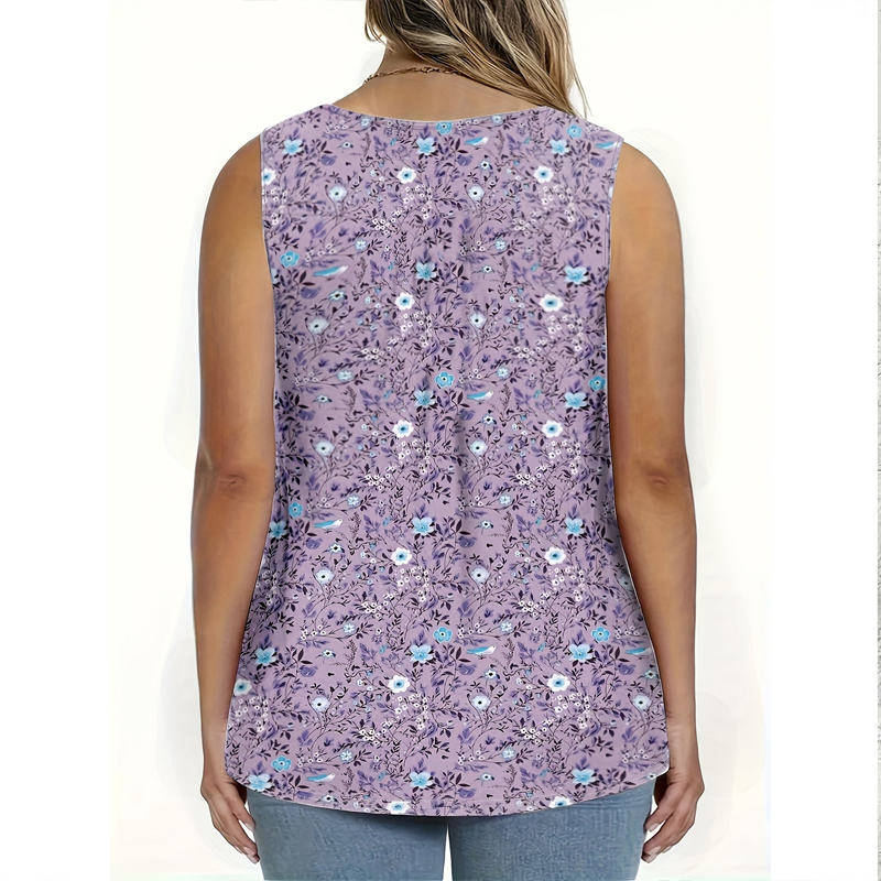 👚 50% RABATT! 🌸 Ärmelloses Top mit Print & Knöpfen für Damen – Leichter Stoff, Lässiger Look & Perfekt Für Warme Tage ☀️