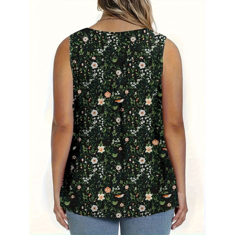 👚 50% RABATT! 🌸 Ärmelloses Top mit Print & Knöpfen für Damen – Leichter Stoff, Lässiger Look & Perfekt Für Warme Tage ☀️