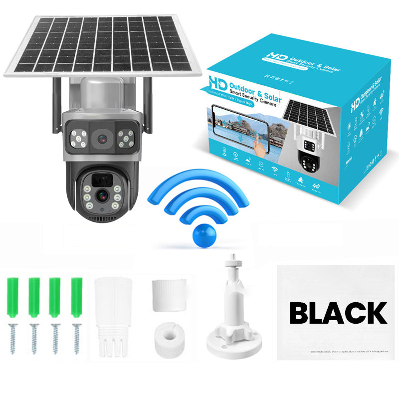 Gluschwein - 📹 50% RABATT! ☀️ Solarbetriebene Überwachungskamera mit Akku – Dual-Objektiv, 3-Geteiltes Bild & HD-Nachtsicht, Per App Steuerbar Für Maximale Sicherheit 🔭