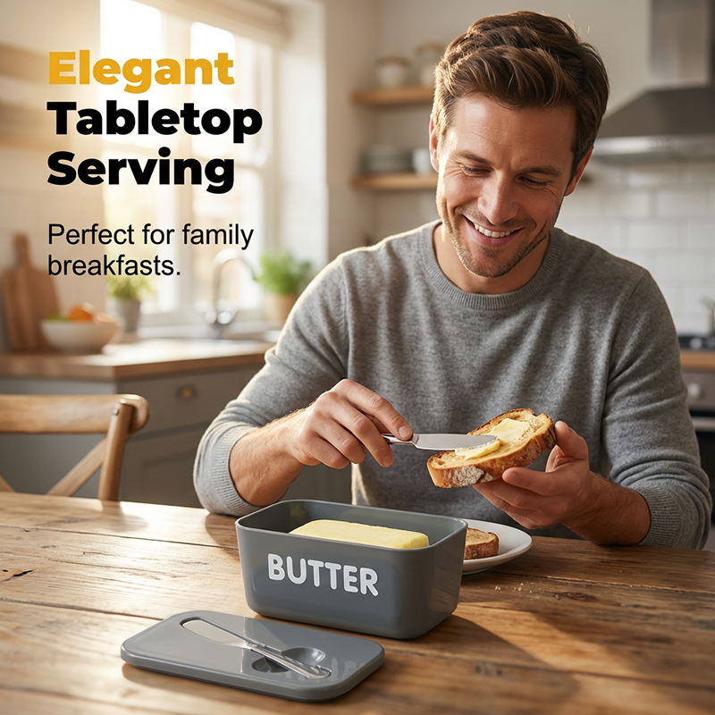 🧈 50% RABATT! 🍞 Große Butterdose aus Kunststoff mit Deckel & Integriertem Messer – Platzsparend, Frischhaltend & Ideal Für Die Küche 🏠