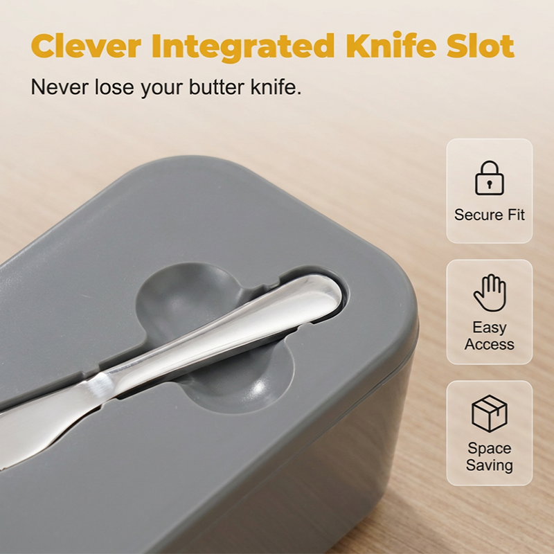 🧈 50% RABATT! 🍞 Große Butterdose aus Kunststoff mit Deckel & Integriertem Messer – Platzsparend, Frischhaltend & Ideal Für Die Küche 🏠