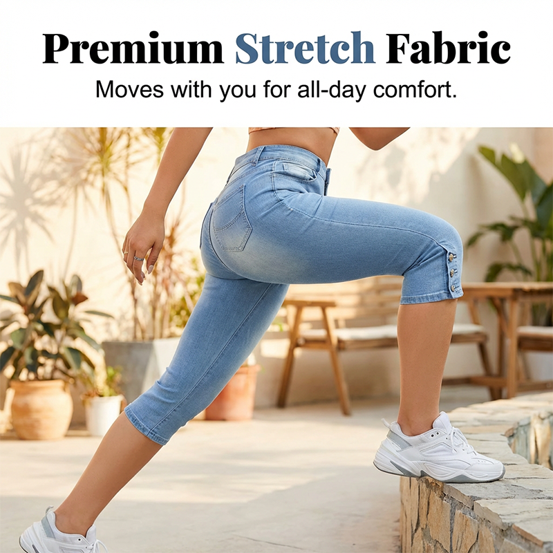 Gluschwein - 🌺Capri-Jeans für Damen mit hoher Taille und schmaler Passform