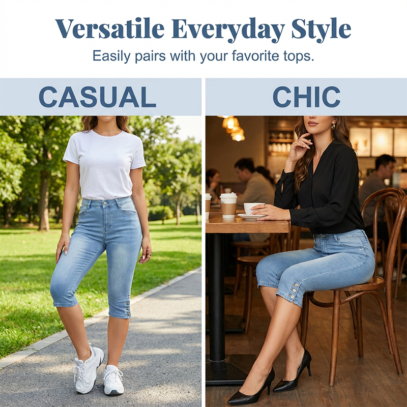 Gluschwein - 🌺Capri-Jeans für Damen mit hoher Taille und schmaler Passform