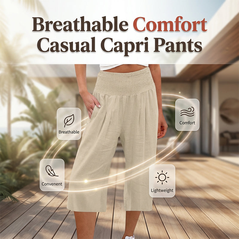 🍂🔥 50% RABATT ⏰ Leichte Damen Crop-Hose mit elastischem Bund – luftig, bequem & perfekt für warme Tage ☀️✨