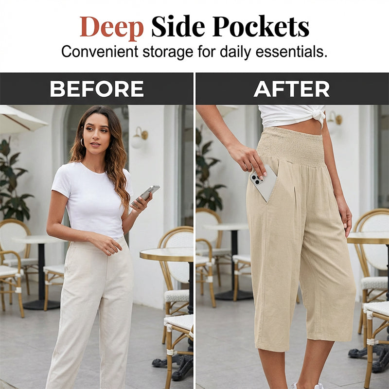 🍂🔥 50% RABATT ⏰ Leichte Damen Crop-Hose mit elastischem Bund – luftig, bequem & perfekt für warme Tage ☀️✨
