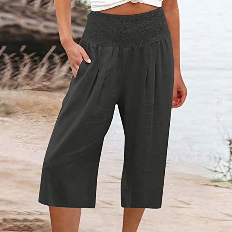 🍂🔥 50% RABATT ⏰ Leichte Damen Crop-Hose mit elastischem Bund – luftig, bequem & perfekt für warme Tage ☀️✨