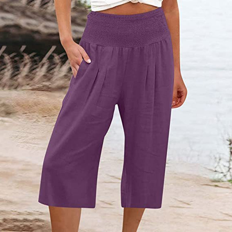 🍂🔥 50% RABATT ⏰ Leichte Damen Crop-Hose mit elastischem Bund – luftig, bequem & perfekt für warme Tage ☀️✨
