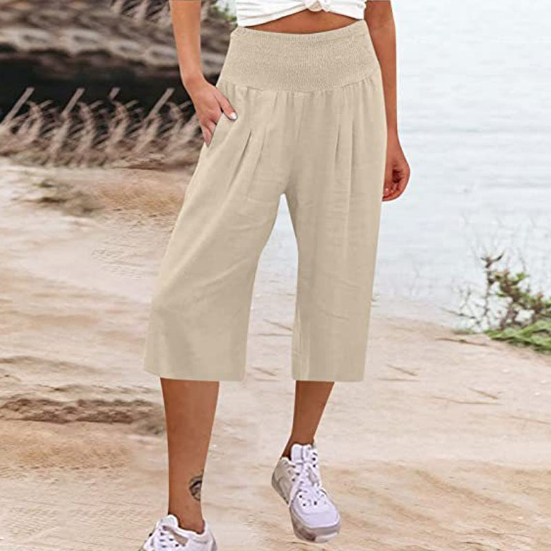 🍂🔥 50% RABATT ⏰ Leichte Damen Crop-Hose mit elastischem Bund – luftig, bequem & perfekt für warme Tage ☀️✨