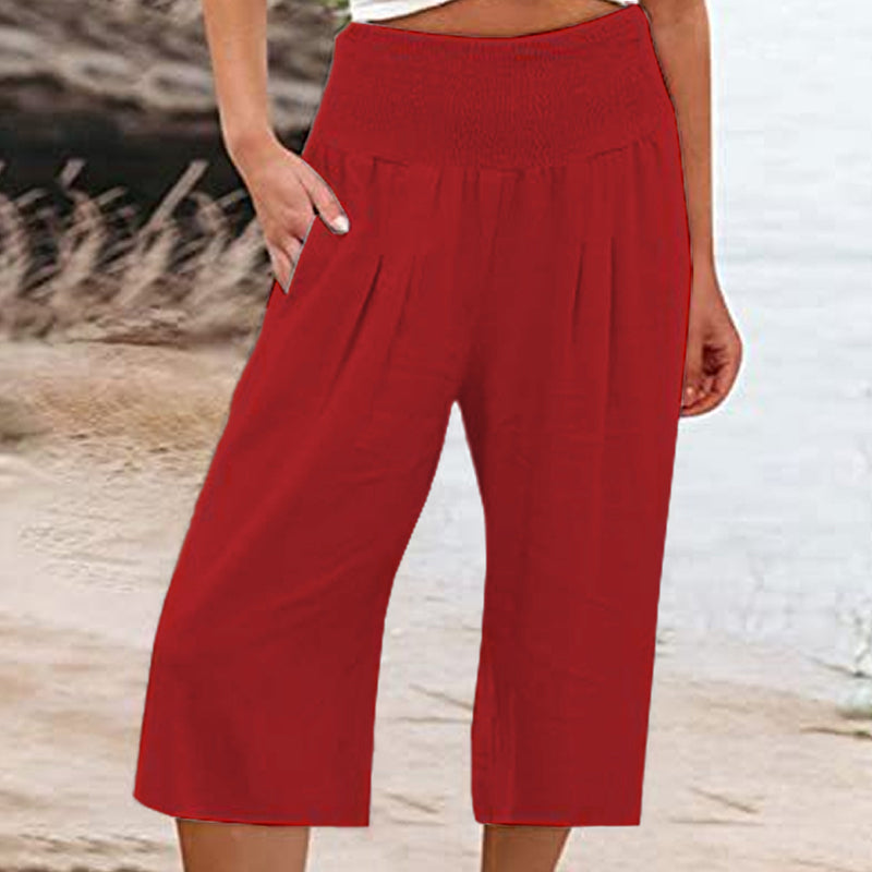 🍂🔥 50% RABATT ⏰ Leichte Damen Crop-Hose mit elastischem Bund – luftig, bequem & perfekt für warme Tage ☀️✨