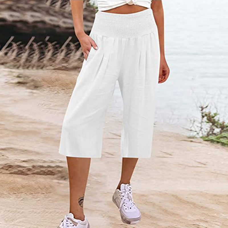 🍂🔥 50% RABATT ⏰ Leichte Damen Crop-Hose mit elastischem Bund – luftig, bequem & perfekt für warme Tage ☀️✨