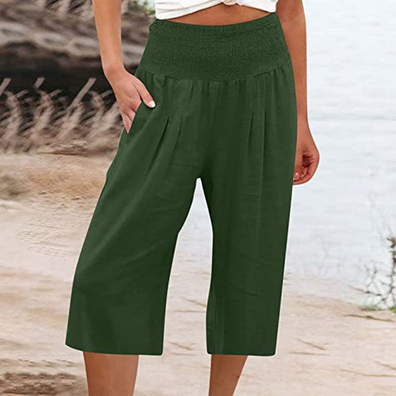 🍂🔥 50% RABATT ⏰ Leichte Damen Crop-Hose mit elastischem Bund – luftig, bequem & perfekt für warme Tage ☀️✨