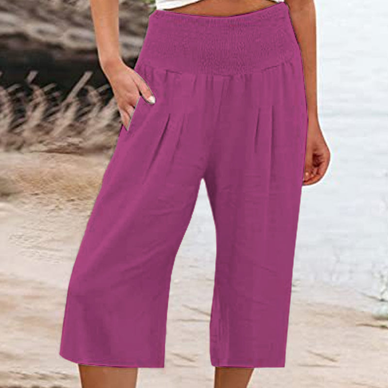 🍂🔥 50% RABATT ⏰ Leichte Damen Crop-Hose mit elastischem Bund – luftig, bequem & perfekt für warme Tage ☀️✨