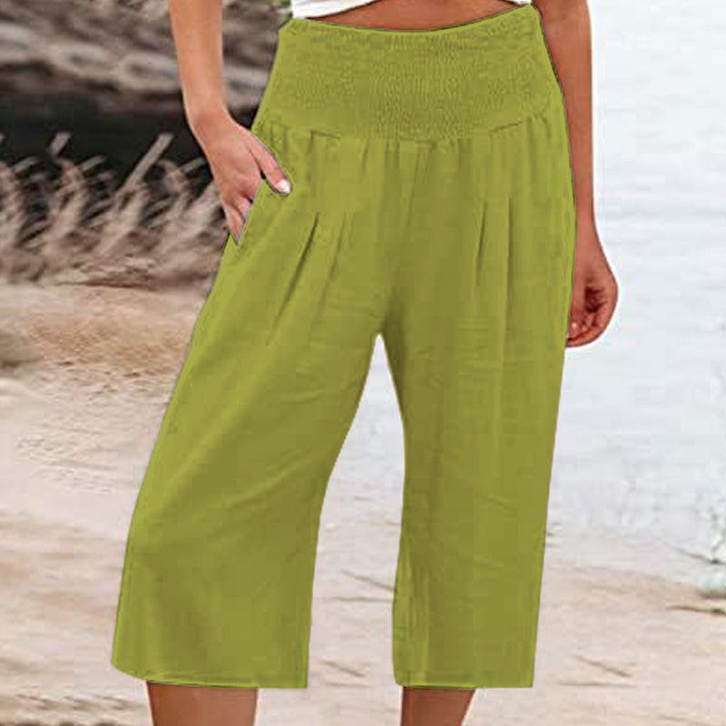 🍂🔥 50% RABATT ⏰ Leichte Damen Crop-Hose mit elastischem Bund – luftig, bequem & perfekt für warme Tage ☀️✨