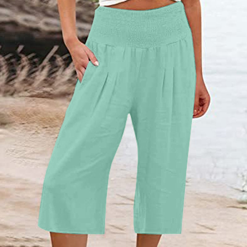 🍂🔥 50% RABATT ⏰ Leichte Damen Crop-Hose mit elastischem Bund – luftig, bequem & perfekt für warme Tage ☀️✨