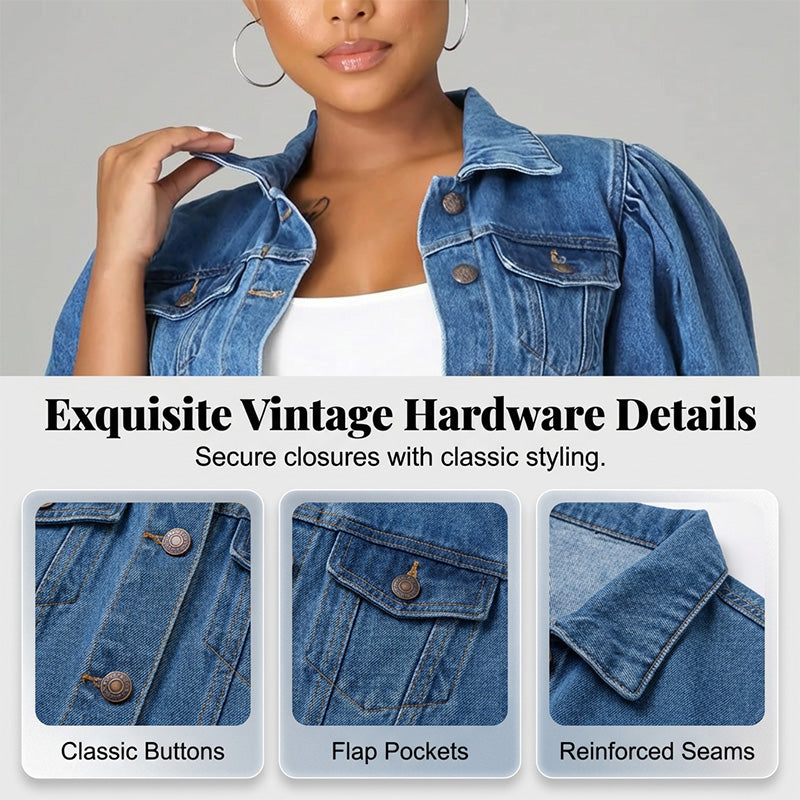 Gluschwein - 🧥 Jetzt 49 % reduziert! ✨ Kurze Jeansjacke mit Puffärmeln für Damen