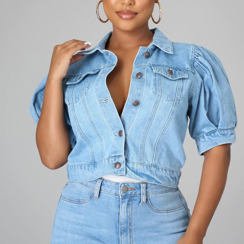 Gluschwein - 🧥 Jetzt 49 % reduziert! ✨ Kurze Jeansjacke mit Puffärmeln für Damen