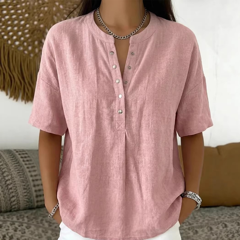 Gluschwein - Women's Casual Solid Color Blouse