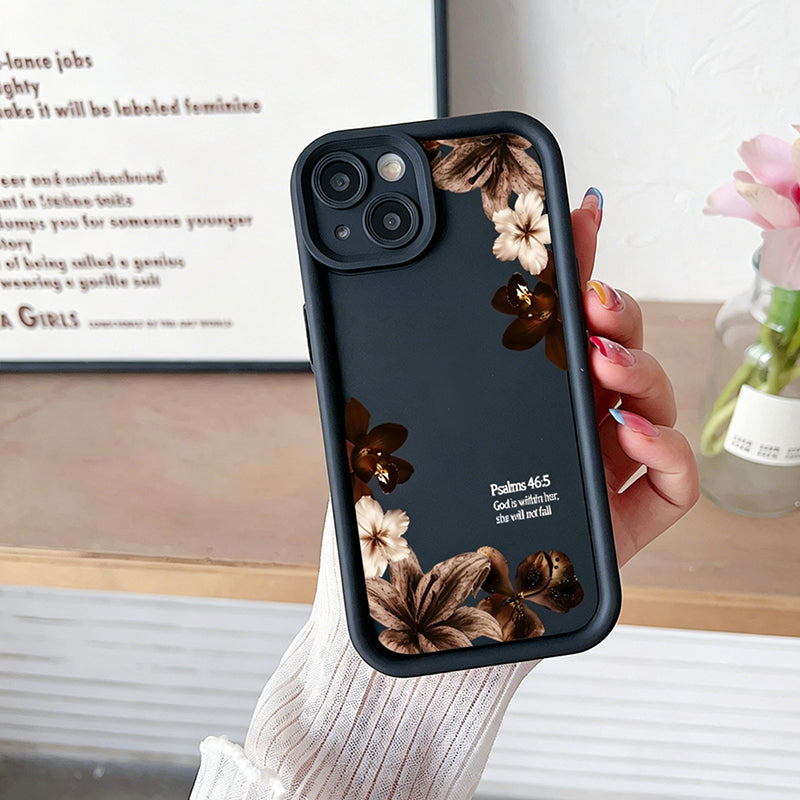 Gluschwein - 🔥Solange der Vorrat reicht 40 % Rabatt!🎉Silikon-Handyhülle im Vintage-Stil mit Orchideen- und Kreuzmotiv sowie Bibelvers