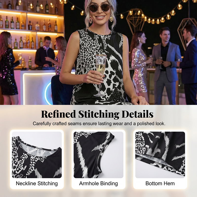 Gluschwein - 👗 50% RABATT! 🐆 Ärmelloses Midikleid für Damen mit Leopardenmuster – Figurbetont, Leichter Stoff & Perfekt Für Einen Wilden Look 💃