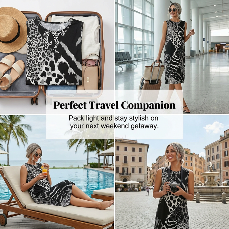 Gluschwein - 👗 50% RABATT! 🐆 Ärmelloses Midikleid für Damen mit Leopardenmuster – Figurbetont, Leichter Stoff & Perfekt Für Einen Wilden Look 💃
