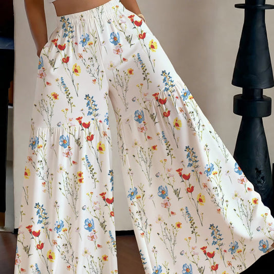 Gluschwein - Damenhose mit weitem Bein und Blumenmuster