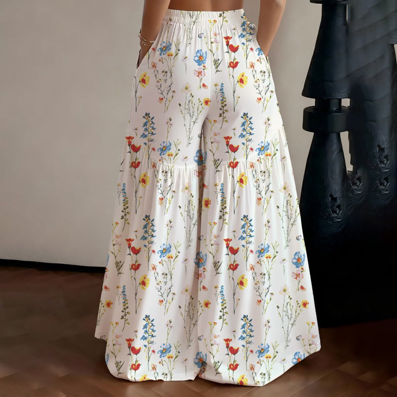 Gluschwein - Damenhose mit weitem Bein und Blumenmuster
