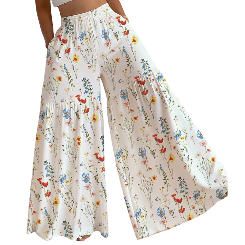 Gluschwein - Damenhose mit weitem Bein und Blumenmuster