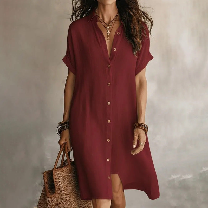 Gluschwein - 🌸Kurzärmeliges Hemdkleid für Damen – Ihr neues Must-have für die Garderobe ✨
