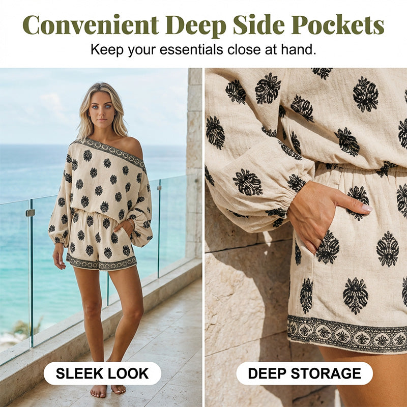 Gluschwein - 🌿Neues Produkt Tange Bot💥 Boho-Jumpsuit mit schulterfreiem Schnitt und Print