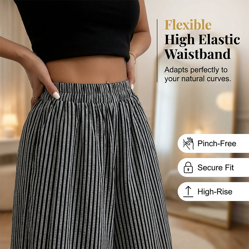 Gluschwein - 💥Neues Produkt 49% Rabatt💕Gestreifte Damenhose mit weitem Bein und elastischem Bund