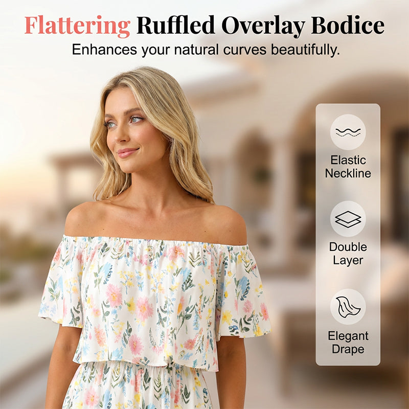 🌺 LIMITIERT: 49% RABATT! 🔥 Boho Off-Shoulder Maxikleid mit Schlitz & Taschen – Leicht, Weiblich & Perfekt für den Alltag 👗