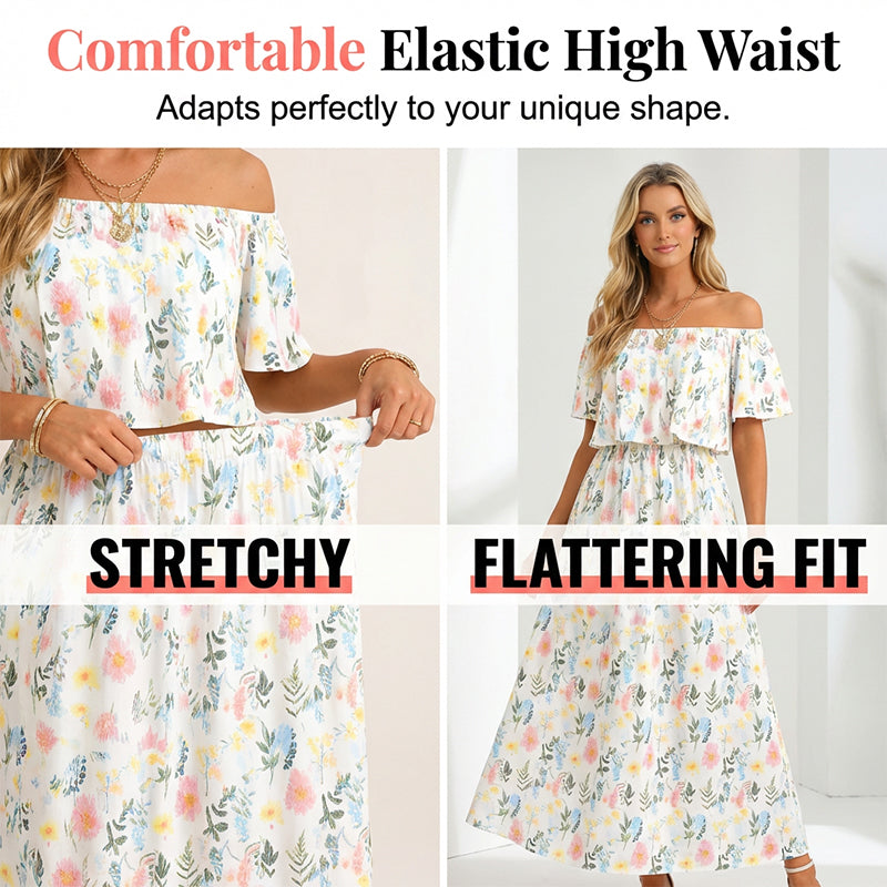 🌺 LIMITIERT: 49% RABATT! 🔥 Boho Off-Shoulder Maxikleid mit Schlitz & Taschen – Leicht, Weiblich & Perfekt für den Alltag 👗
