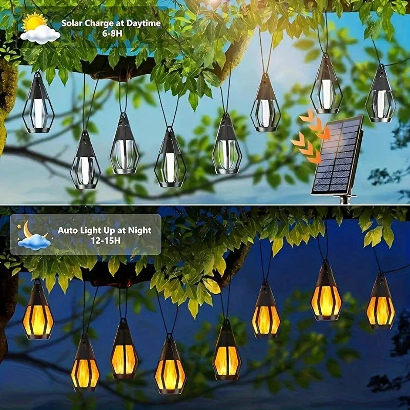 🌟 LIMITIERTE AKTION: 50% RABATT! 💡 IP65 Solar-LED-Lichterkette mit Flammen-Effekt – Wasserdicht, Mit Sensor, 360° Licht für Garten, Terrasse & Balkon 🔥