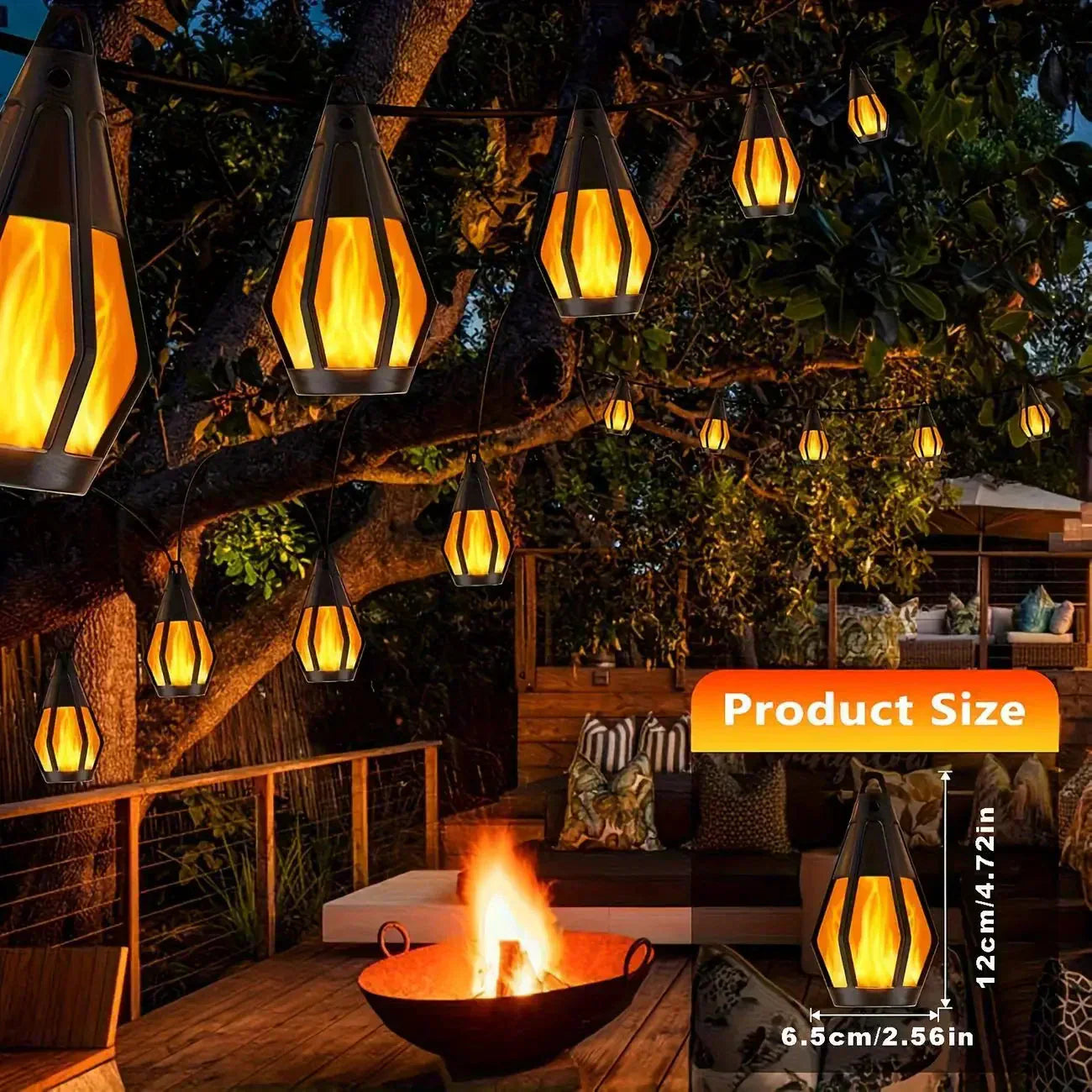 🌟 LIMITIERTE AKTION: 50% RABATT! 💡 IP65 Solar-LED-Lichterkette mit Flammen-Effekt – Wasserdicht, Mit Sensor, 360° Licht für Garten, Terrasse & Balkon 🔥